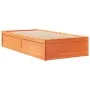Estructura de cama madera maciza de pino marrón cera 75x190 cm de vidaXL, Camas y somieres - Ref: Foro24-846848, Precio: 122,...