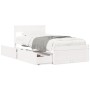Bed frame with drawers solid white pine wood 75x190 cm by vidaXL, Beds and slatted bases - Ref: Foro24-846808, Price: 159,77 ...