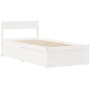 Bed frame with drawers solid white pine wood 75x190 cm by vidaXL, Beds and slatted bases - Ref: Foro24-846808, Price: 159,77 ...