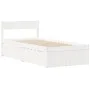 Bed frame with drawers solid white pine wood 75x190 cm by vidaXL, Beds and slatted bases - Ref: Foro24-846808, Price: 154,25 ...