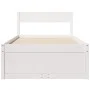 Bed frame with drawers solid white pine wood 75x190 cm by vidaXL, Beds and slatted bases - Ref: Foro24-846808, Price: 154,25 ...