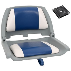 Set asientos plegables para barco 2 uds con cojín blanco y azul de vidaXL, Piezas para veleros - Ref: Foro24-272238, Precio: ...