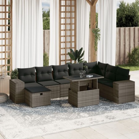 Gartenmöbel-Set 9-teilig mit grauen Polstern aus synthetischem Rattan von vidaXL, Gartensets - Ref: Foro24-3275350, Preis: 59...