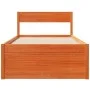 Bed frame with drawers solid brown pine wood 100x200cm by vidaXL, Beds and slatted bases - Ref: Foro24-846791, Price: 185,60 ...