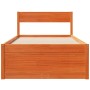 Estructura cama con cajones madera maciza pino marrón 100x200cm