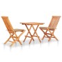 3-teiliges Bistroset mit beigen Kissen aus massivem Teakholz von vidaXL, Gartensets - Ref: Foro24-3063228, Preis: 193,16 €, R...