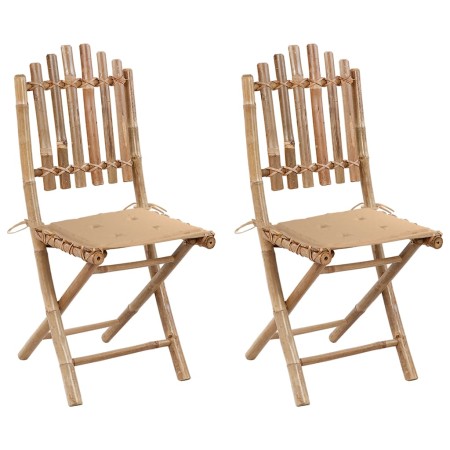 Klappbare Gartenstühle 2 Einheiten aus Bambus mit Kissen von vidaXL, Gartenstühle - Ref: Foro24-3063990, Preis: 119,12 €, Rab...