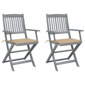 Klappbare Gartenstühle, 2 Stück, Kissen aus massivem Akazienholz von vidaXL, Gartenstühle - Ref: Foro24-3064485, Preis: 122,9...