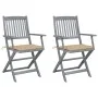 Klappbare Gartenstühle, 2 Stück, Kissen aus massivem Akazienholz von vidaXL, Gartenstühle - Ref: Foro24-3064485, Preis: 122,8...