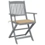 Klappbare Gartenstühle, 2 Stück, Kissen aus massivem Akazienholz von vidaXL, Gartenstühle - Ref: Foro24-3064485, Preis: 122,8...