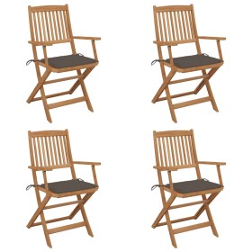 Sillas de jardín plegables 4 uds y cojines madera maciza acacia de vidaXL, Sillas de jardín - Ref: Foro24-3064625, Precio: 23...