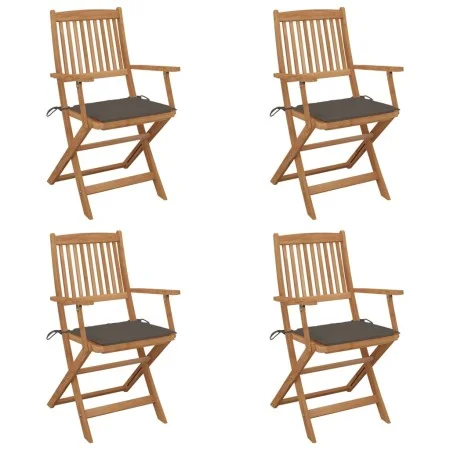 4 Stück klappbare Gartenstühle und Kissen aus massivem Akazienholz von vidaXL, Gartenstühle - Ref: Foro24-3064625, Preis: 214...