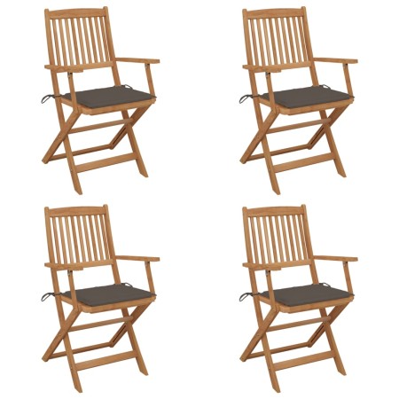 4 Stück klappbare Gartenstühle und Kissen aus massivem Akazienholz von vidaXL, Gartenstühle - Ref: Foro24-3064625, Preis: 236...