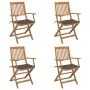 4 pcs folding garden chairs and solid acacia wood cushions by vidaXL, Garden chairs - Ref: Foro24-3064625, Price: 207,18 €, D...