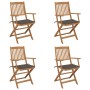 4 Stück klappbare Gartenstühle und Kissen aus massivem Akazienholz von vidaXL, Gartenstühle - Ref: Foro24-3064625, Preis: 236...