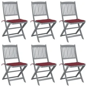 Klappbare Gartenstühle, 6 Stück, Kissen aus massivem Akazienholz von vidaXL, Gartenstühle - Ref: Foro24-3065443, Preis: 321,0...
