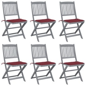 Klappbare Gartenstühle, 6 Stück, Kissen aus massivem Akazienholz von vidaXL, Gartenstühle - Ref: Foro24-3065443, Preis: 338,4...