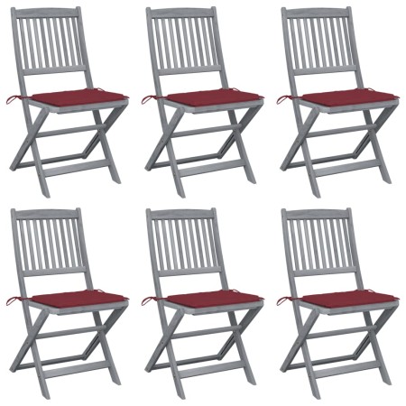 Klappbare Gartenstühle, 6 Stück, Kissen aus massivem Akazienholz von vidaXL, Gartenstühle - Ref: Foro24-3065443, Preis: 338,4...