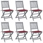 Folding garden chairs 6 pcs solid acacia wood cushions by vidaXL, Garden chairs - Ref: Foro24-3065443, Price: 338,46 €, Disco...