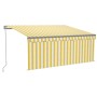 Manual retractable awning with yellow and white blinds 3.5x2.5 m by vidaXL, Awnings - Ref: Foro24-3069403, Price: 430,08 €, D...