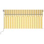 Manual retractable awning with yellow and white blinds 3.5x2.5 m by vidaXL, Awnings - Ref: Foro24-3069403, Price: 430,08 €, D...