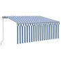Manual retractable awning with blind and blue and white LED 3x2.5 m by vidaXL, Awnings - Ref: Foro24-3069401, Price: 486,95 €...