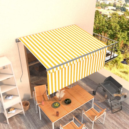 Manuell ausfahrbare Markise mit gelben und weißen Jalousien 3,5 x 2,5 m von vidaXL, Markisen - Ref: Foro24-3069398, Preis: 25...