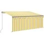 Manual retractable awning with yellow and white blinds 3.5x2.5 m by vidaXL, Awnings - Ref: Foro24-3069398, Price: 287,45 €, D...