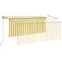 Manual retractable awning with yellow and white blinds 3.5x2.5 m by vidaXL, Awnings - Ref: Foro24-3069398, Price: 287,45 €, D...