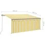 Manual retractable awning with yellow and white blinds 3.5x2.5 m by vidaXL, Awnings - Ref: Foro24-3069398, Price: 287,45 €, D...