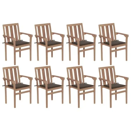Stackable garden chairs 8 pcs solid teak wood with cushions by vidaXL, Garden chairs - Ref: Foro24-3073441, Price: 1,00 €, Di...