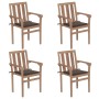 Stackable garden chairs 4 pcs solid teak wood with cushions by vidaXL, Garden chairs - Ref: Foro24-3073387, Price: 513,73 €, ...
