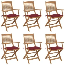 6 pcs folding garden chairs and solid acacia wood cushions by vidaXL, Garden chairs - Ref: Foro24-3074949, Price: 346,63 €, D...
