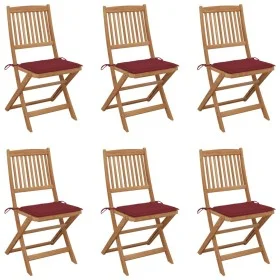 Klappbare Gartenstühle, 6 Stück, massives Akazienholz und Kissen von vidaXL, Gartenstühle - Ref: Foro24-3075003, Preis: 306,3...