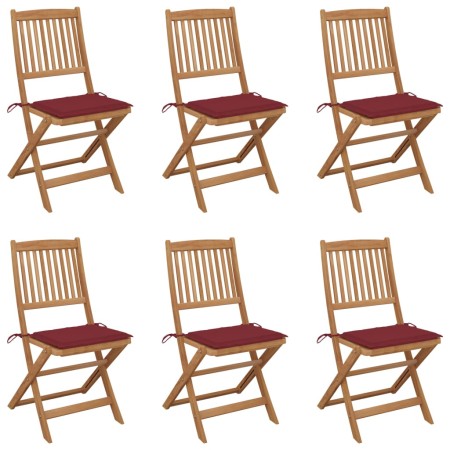 Folding garden chairs 6 pcs solid acacia wood and cushions by vidaXL, Garden chairs - Ref: Foro24-3075003, Price: 316,33 €, D...