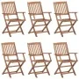 6 pcs folding garden chairs and solid acacia wood cushions by vidaXL, Garden chairs - Ref: Foro24-3074949, Price: 346,63 €, D...