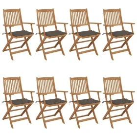 Klappbare Gartenstühle, 8 Stück, massives Akazienholz und Kissen von vidaXL, Gartenstühle - Ref: Foro24-3074975, Preis: 446,7...