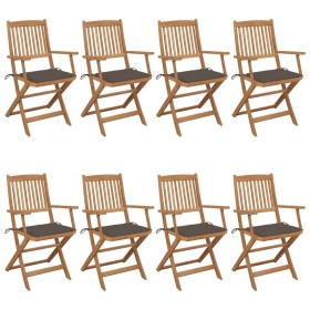 Klappbare Gartenstühle, 8 Stück, massives Akazienholz und Kissen von vidaXL, Gartenstühle - Ref: Foro24-3074975, Preis: 473,6...