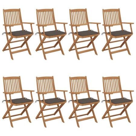 Folding garden chairs 8 pcs solid acacia wood and cushions by vidaXL, Garden chairs - Ref: Foro24-3074975, Price: 437,16 €, D...