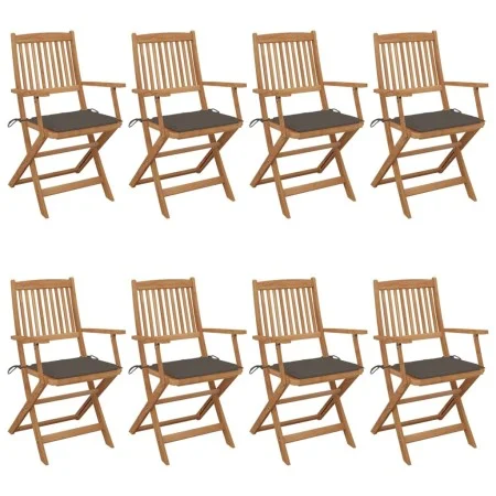 Klappbare Gartenstühle, 8 Stück, massives Akazienholz und Kissen von vidaXL, Gartenstühle - Ref: Foro24-3074975, Preis: 474,1...