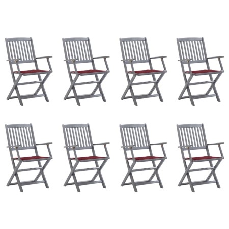 8 Stück klappbare Gartenstühle und Kissen aus massivem Akazienholz von vidaXL, Gartenstühle - Ref: Foro24-3078271, Preis: 372...