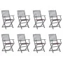 8 pcs folding garden chairs and solid acacia wood cushions by vidaXL, Garden chairs - Ref: Foro24-3078271, Price: 367,60 €, D...