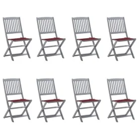 8 pcs folding garden chairs and solid acacia wood cushions by vidaXL, Garden chairs - Ref: Foro24-3078299, Price: 408,70 €, D...