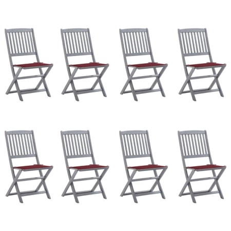 8 pcs folding garden chairs and solid acacia wood cushions by vidaXL, Garden chairs - Ref: Foro24-3078299, Price: 408,06 €, D...