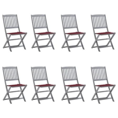 8 pcs folding garden chairs and solid acacia wood cushions by vidaXL, Garden chairs - Ref: Foro24-3078299, Price: 408,70 €, D...