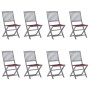 8 pcs folding garden chairs and solid acacia wood cushions by vidaXL, Garden chairs - Ref: Foro24-3078299, Price: 408,06 €, D...
