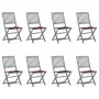 8 pcs folding garden chairs and solid acacia wood cushions by vidaXL, Garden chairs - Ref: Foro24-3078299, Price: 408,70 €, D...
