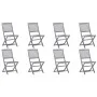8 pcs folding garden chairs and solid acacia wood cushions by vidaXL, Garden chairs - Ref: Foro24-3078299, Price: 408,70 €, D...