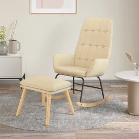 Rocking chair with cream fabric stool by vidaXL, Rocking chairs - Ref: Foro24-3097706, Price: 146,29 €, Discount: %
