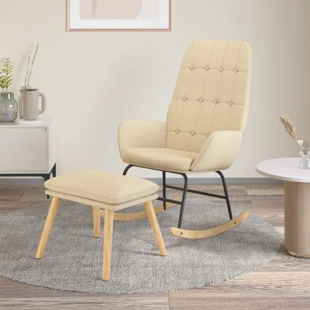 Rocking chair with cream fabric stool by vidaXL, Rocking chairs - Ref: Foro24-3097706, Price: 146,29 €, Discount: %